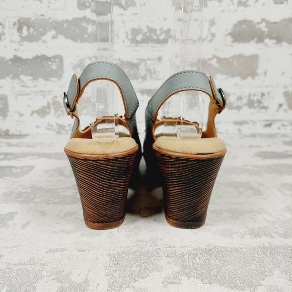 New Patrizia Spring Step Slingback Blue Floral Laser Cut Peep Toe Sandals i589 - Picture 5 of 15